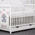 Patut bebe cu sertar personalizat cu nume si elefant cu fundita gri-roz pal