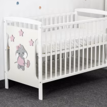 Patut bebe cu elefant si floricica gri-roz pal
