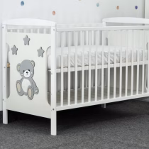 Patut bebe personalizat ursulet cu burtica pufoasa gri-bej deschis