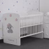 Patut bebe cu nume si elefant gri cu fundita gri-roz pal