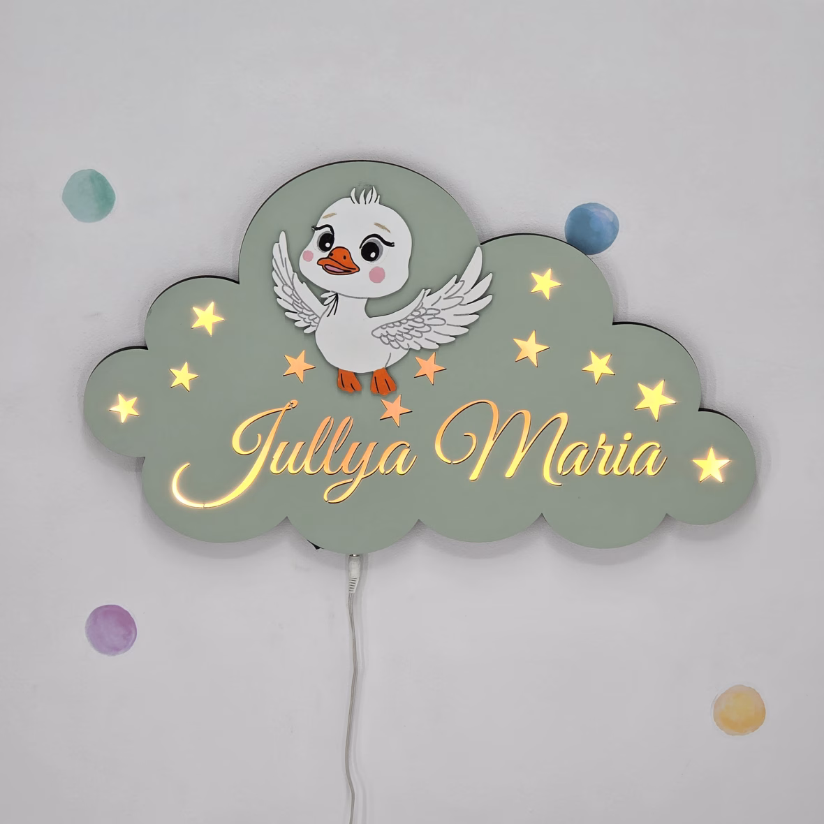 Lampa de Veghe bebe Ratusca pe nor – verde oliv