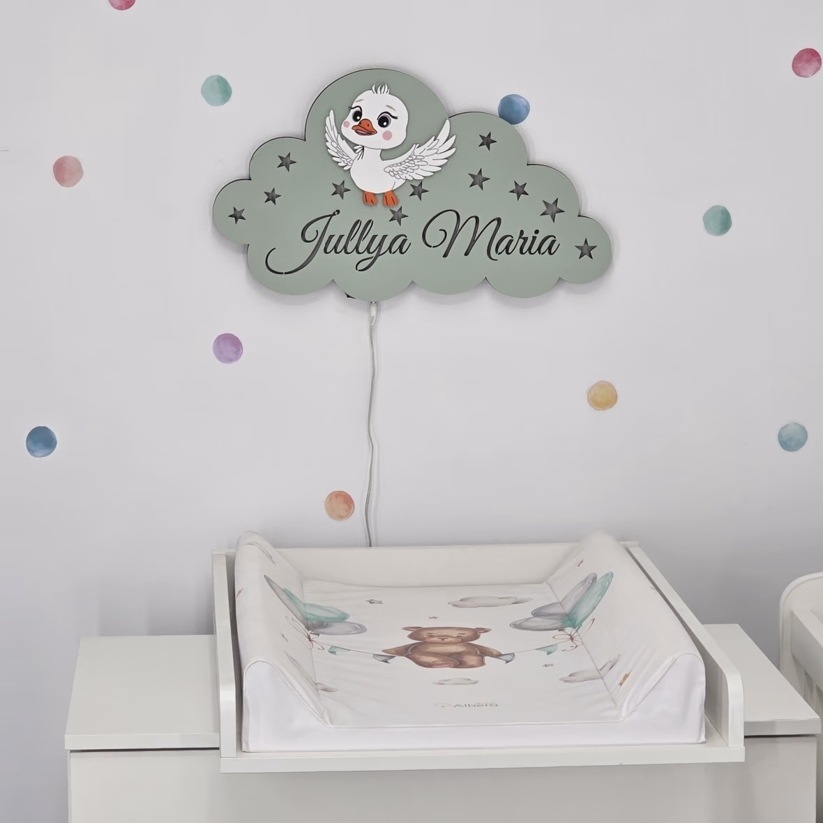 Lampa de Veghe bebe Ratusca pe nor – verde oliv