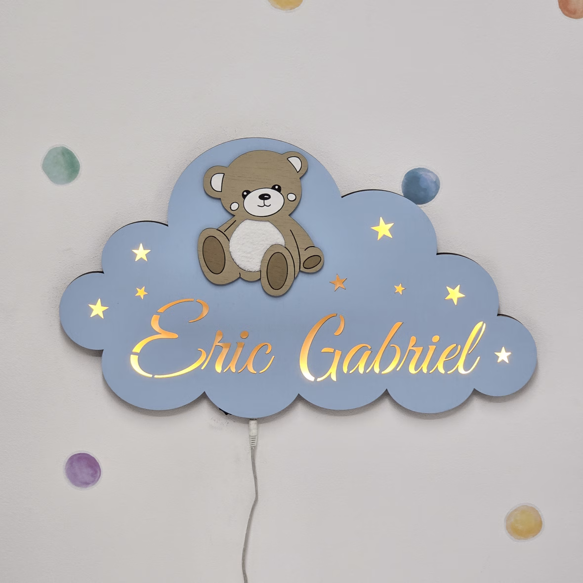 Lampa de veghe ursulet cu burtica pufoasa – albastruLampa de veghe ursulet cu burtica pufoasa – albastru