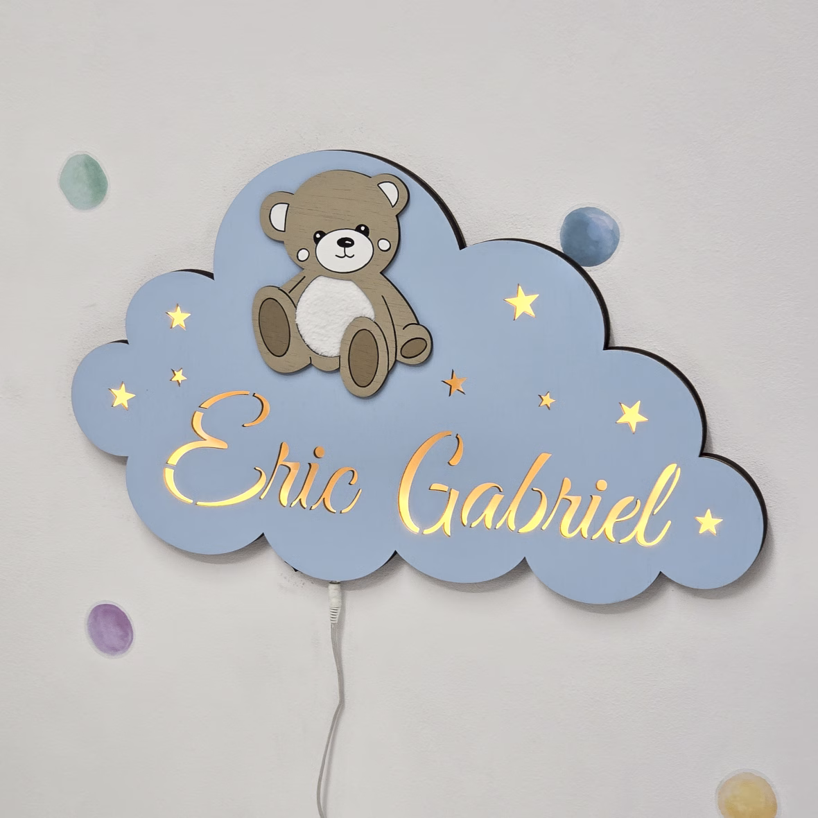 Lampa de veghe ursulet cu burtica pufoasa – albastru