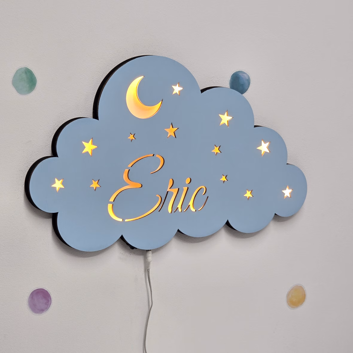 Lampa veghe personalizata cu nume – albastru