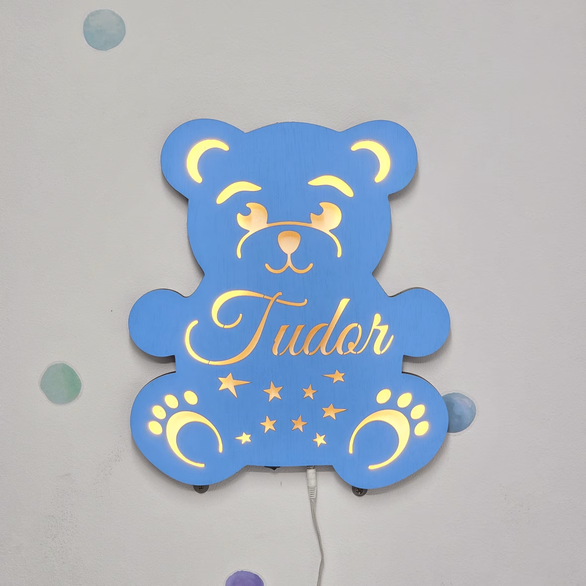 Lampa de veghe personalizata cu nume in forma de ursulet