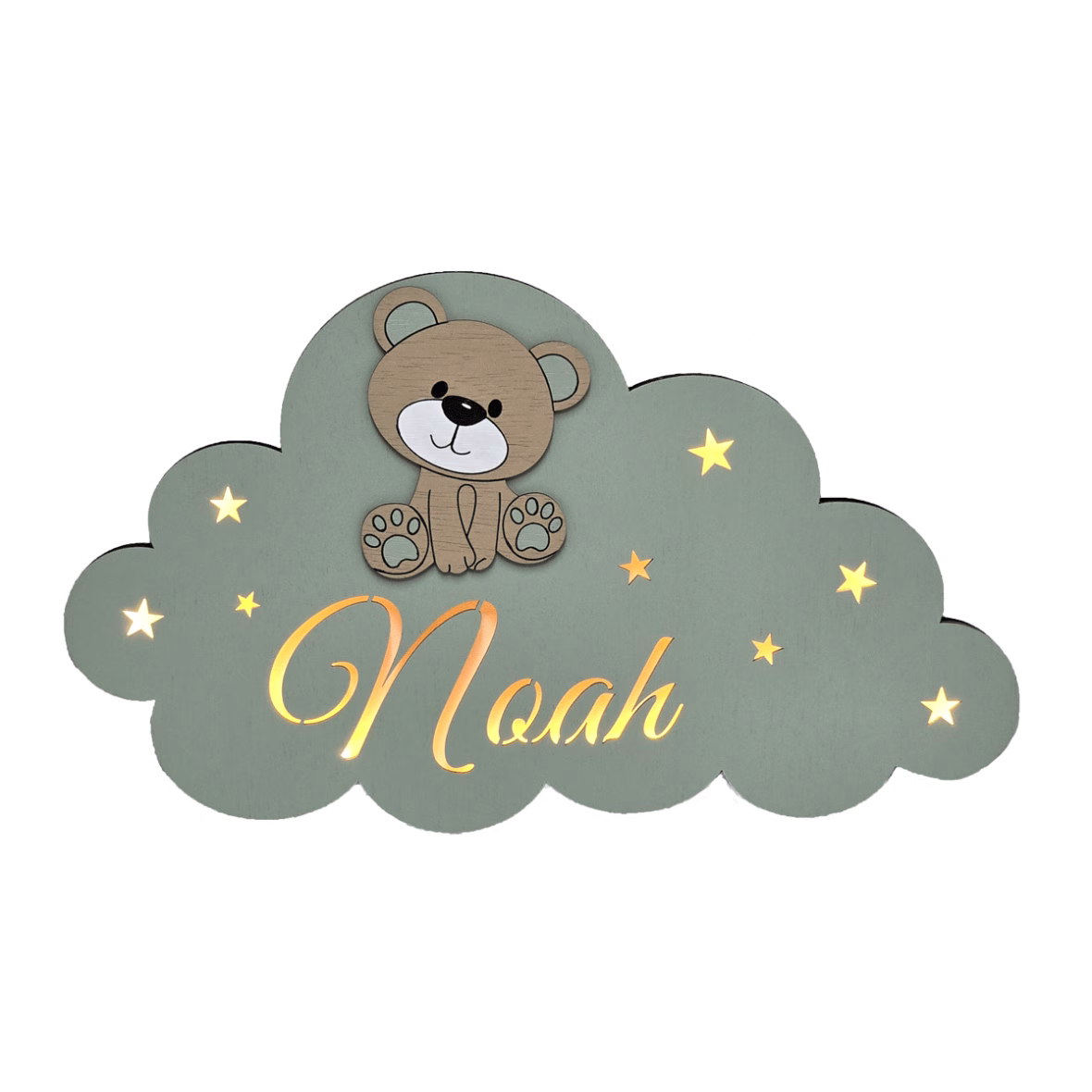 Lampa de veghe bebe ursulet pe nor – verde olive